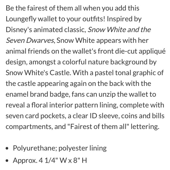 LOUNGEFLY DISNEY SNOW WHITE & 7 DWARFS Snow White Castle CROSSBODY BAG & WALLET! - Picture 10 of 10